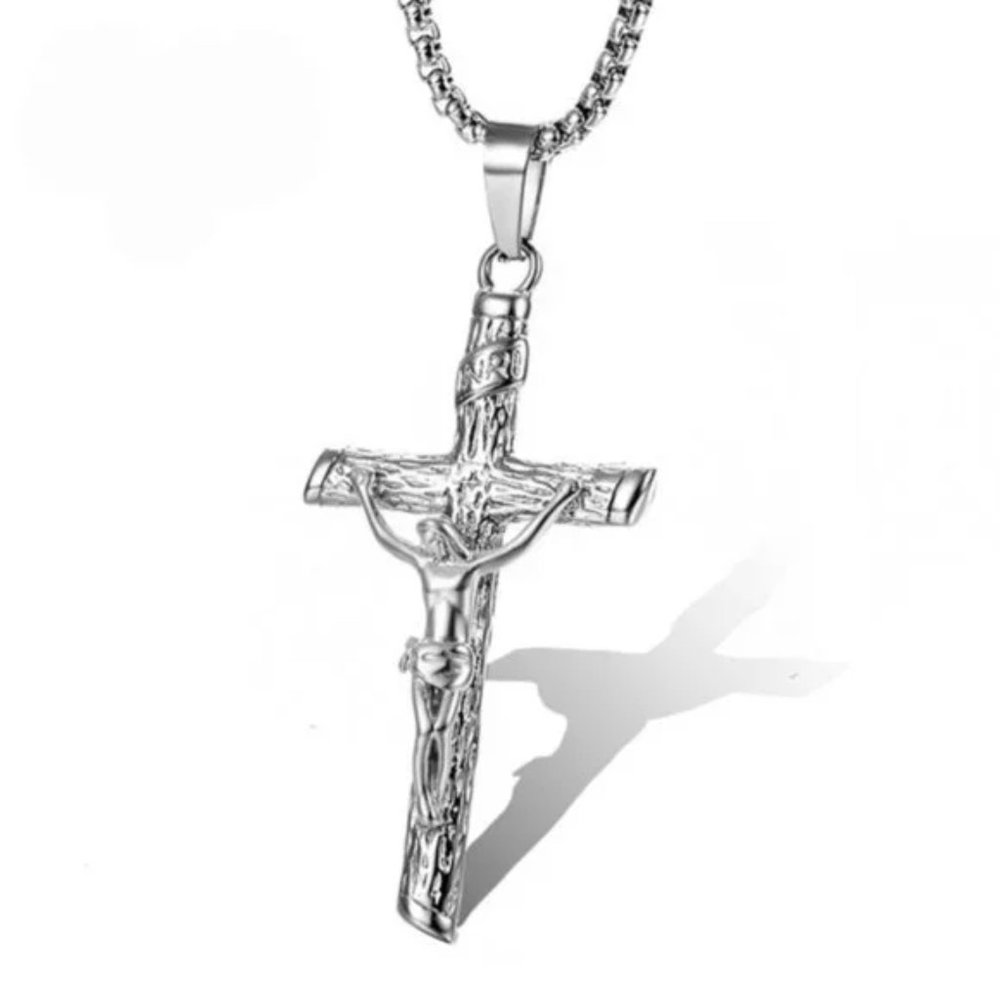 Vintage stainless steel casting Jesus cross pendantnecklace for men